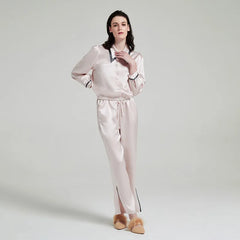 Silk Pajamas - Long Sleeve Turndown Collar Breathable Loungewear