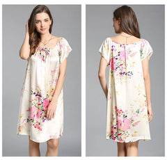 Silk Nightgown - Short Sleeve Women's Fashion Casual