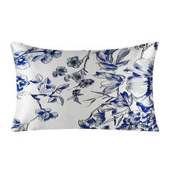 Silk Pillowcases - Floral Print Zipper Closure Standard Size