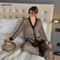 Pajamas Set V Neck Design Luxury